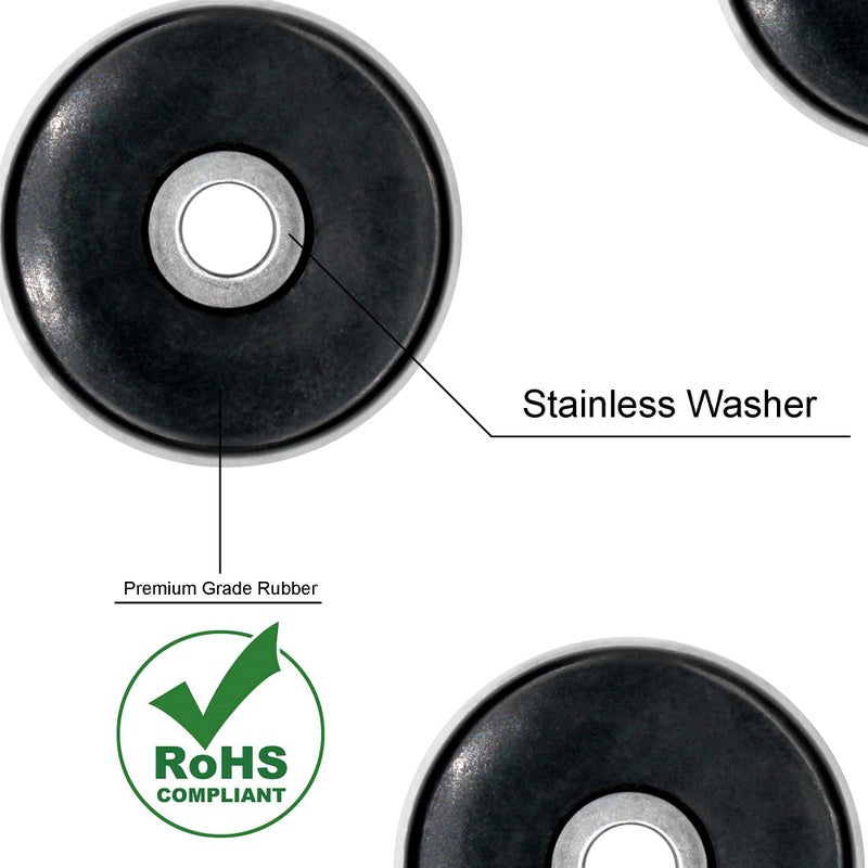Otrestodyl Rubber Cutting Board Feet with Stainless Washer and Screws, 1 inch Black Round Rubber Feet, Non Slip Bumper Pads for Furniture, Electronics & Application,20 Pack - Image 3